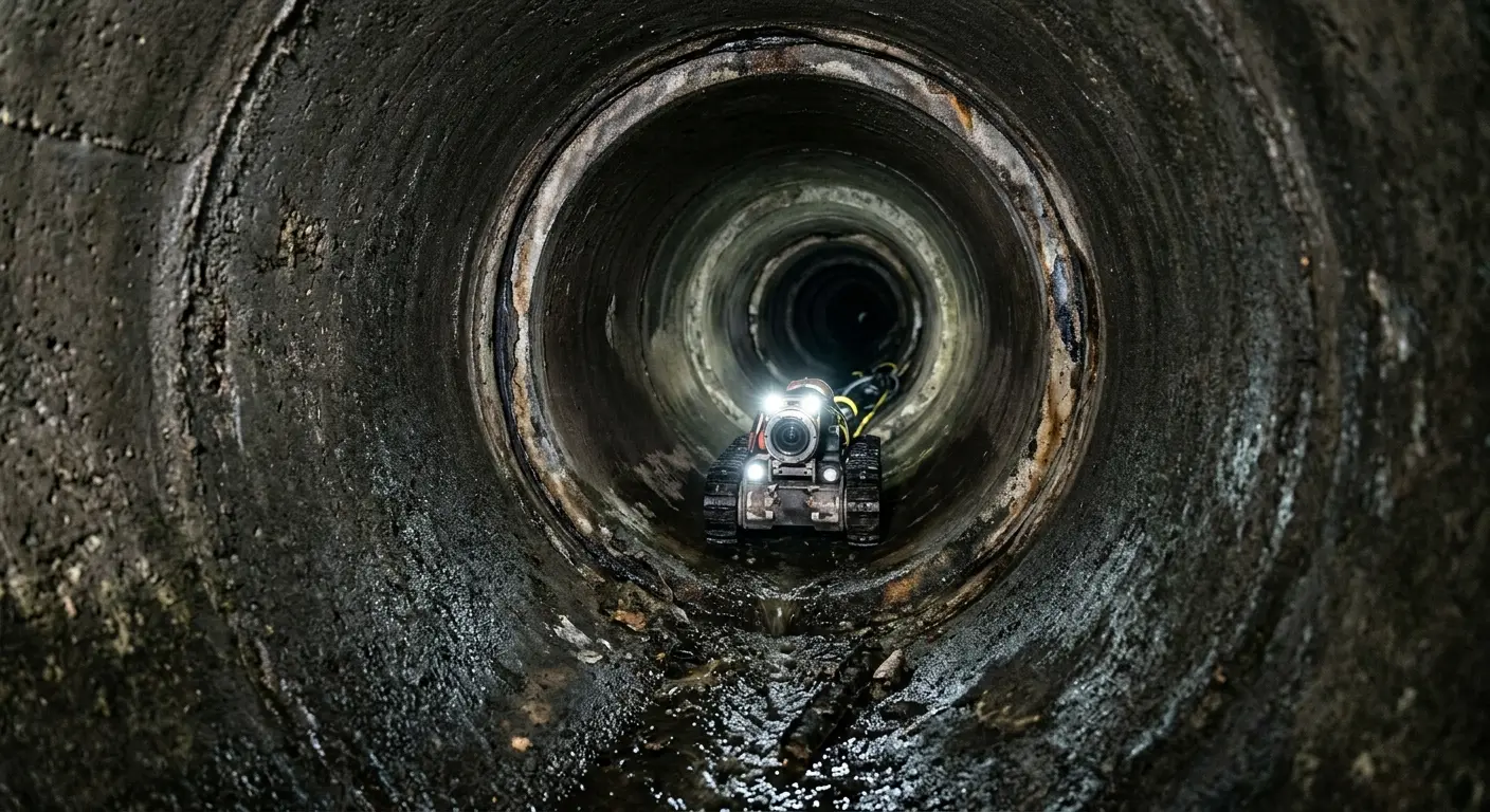 Robotic sewer camera inspecting pipe interior for Drain Snake Service in Wilson